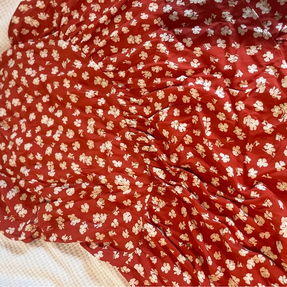 Madewell Happy Hibiscus Ruffle Faux Wrap Midi Skirt, Size 6 - Picture 9 of 12